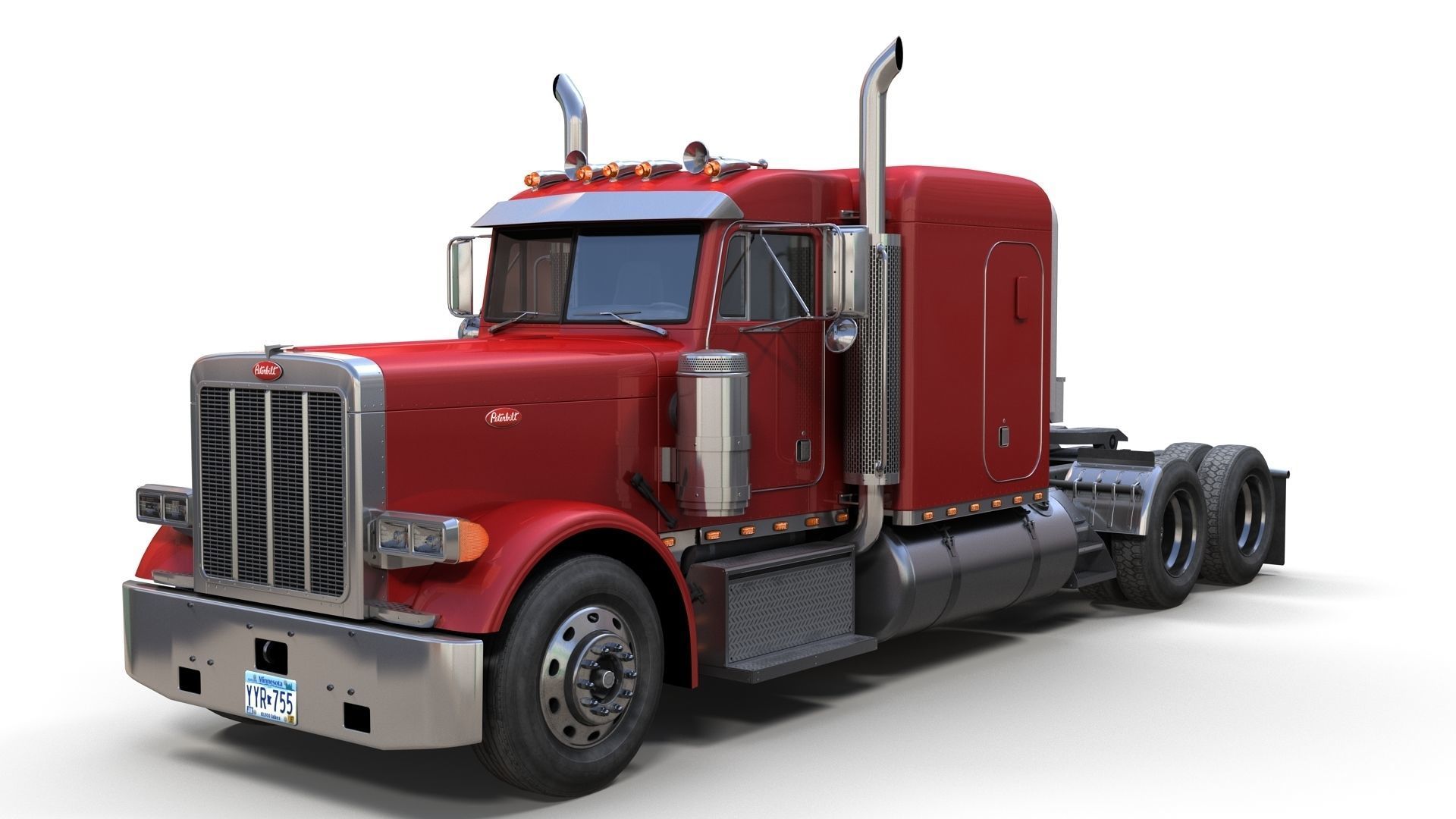 Peterbilt 379 custom cab truck Low-poly 3D model_1