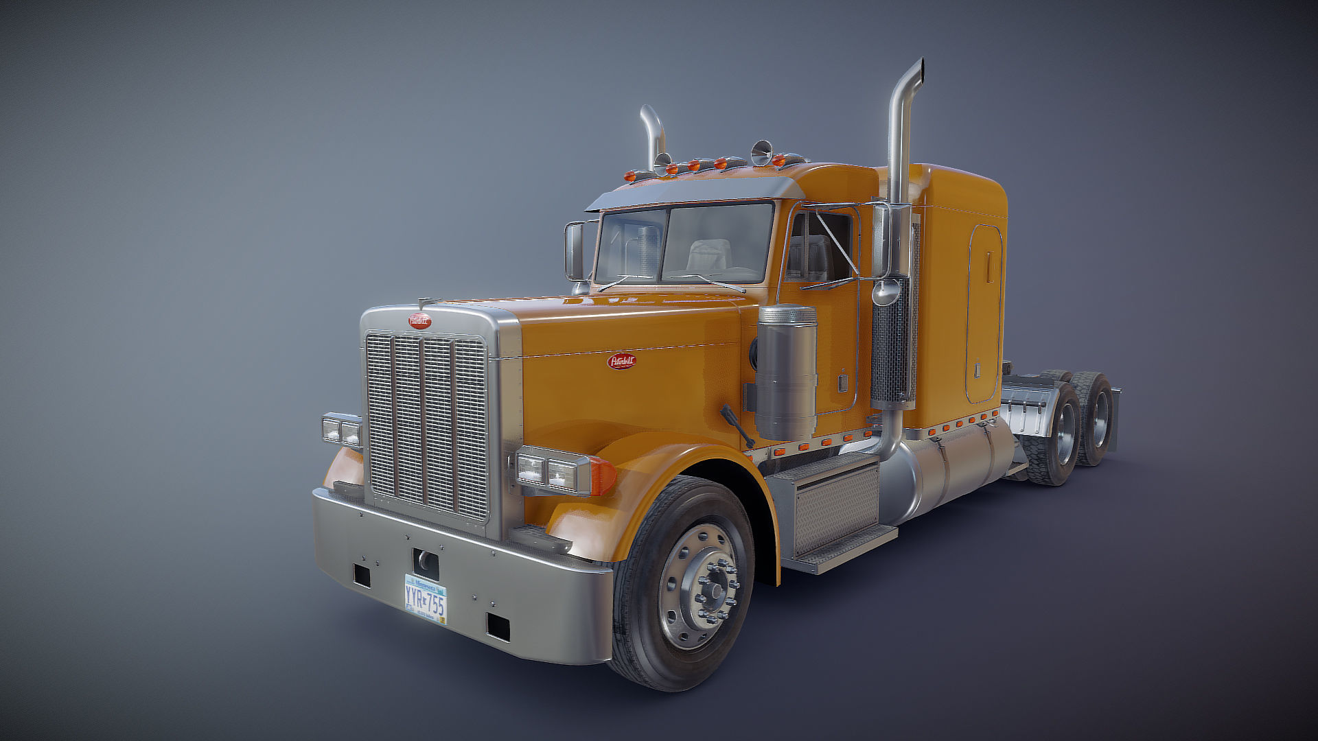 Peterbilt 379 custom cab truck Low-poly 3D model_17