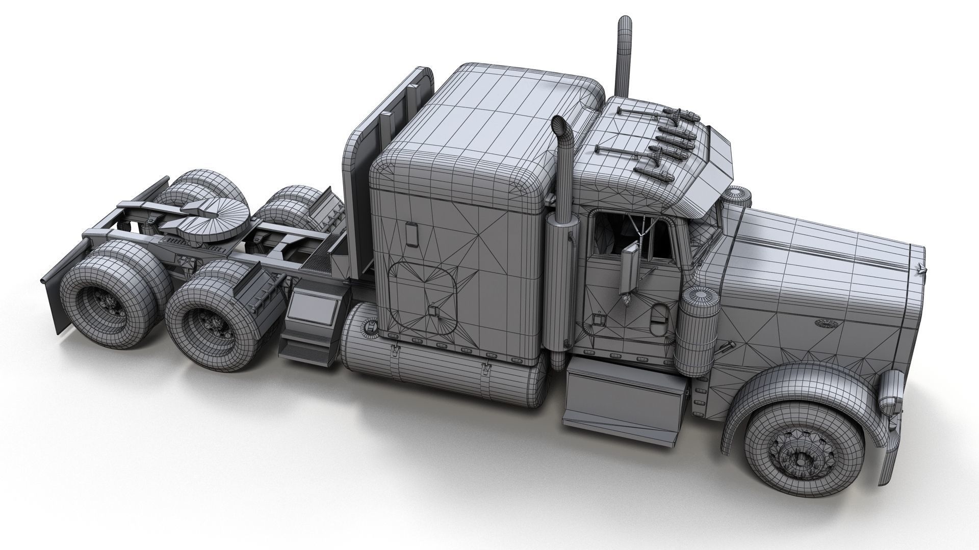 Peterbilt 379 custom cab truck Low-poly 3D model_11