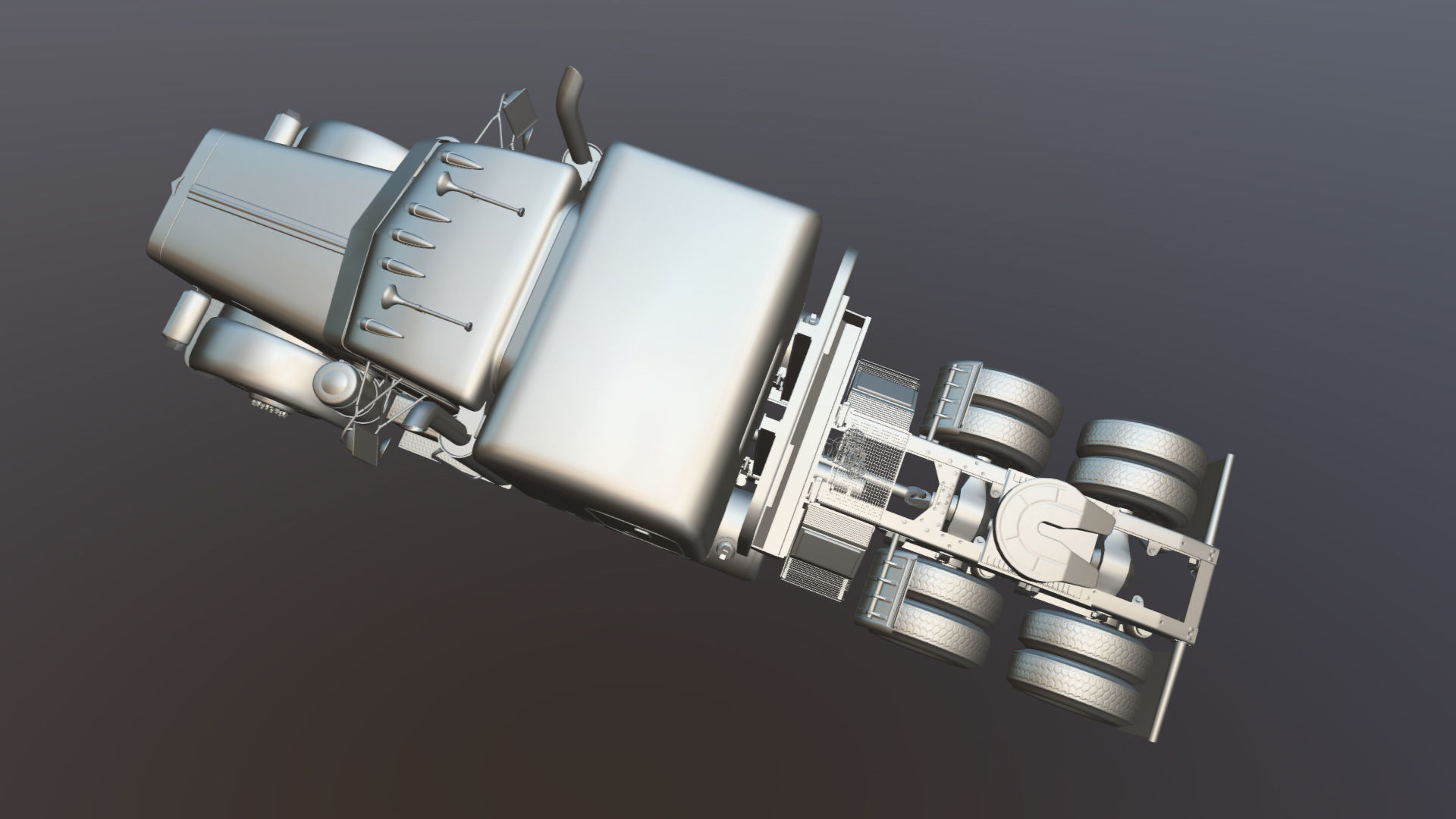 Peterbilt 379 custom cab truck Low-poly 3D model_34