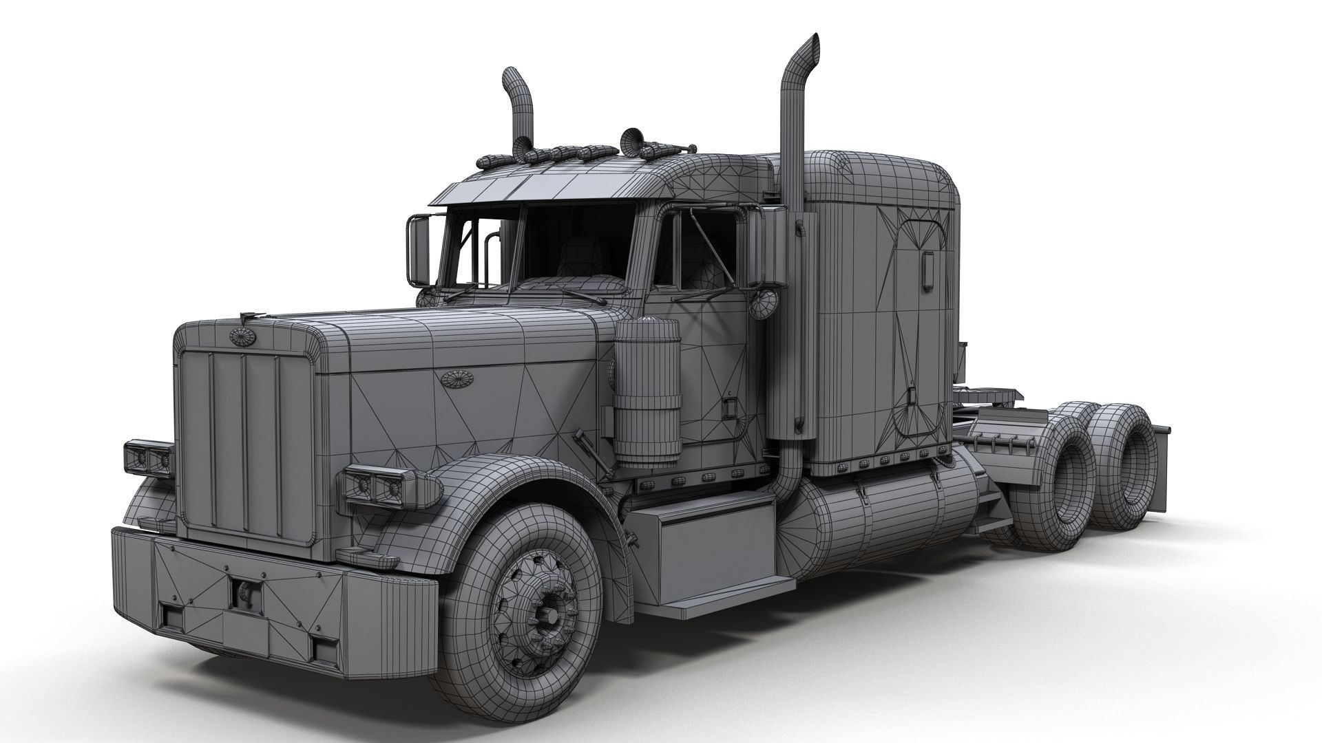 Peterbilt 379 custom cab truck Low-poly 3D model_9