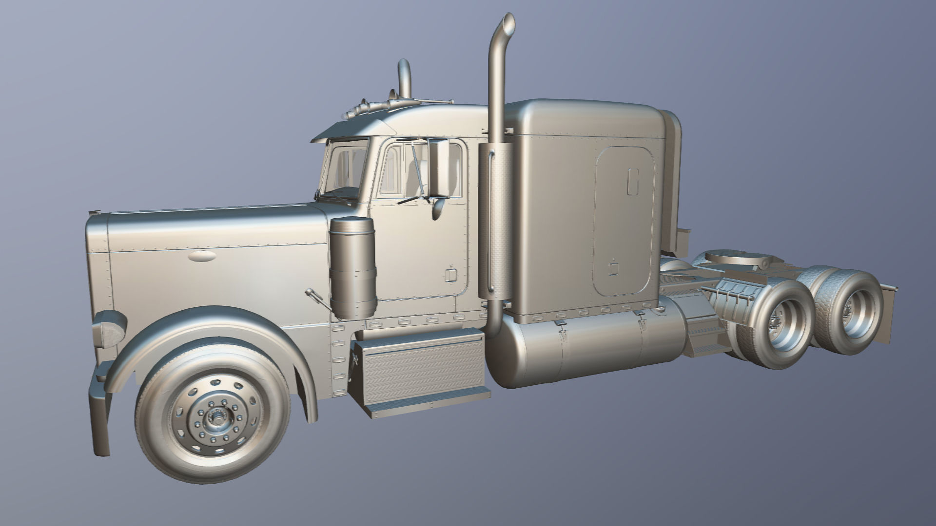 Peterbilt 379 custom cab truck Low-poly 3D model_32