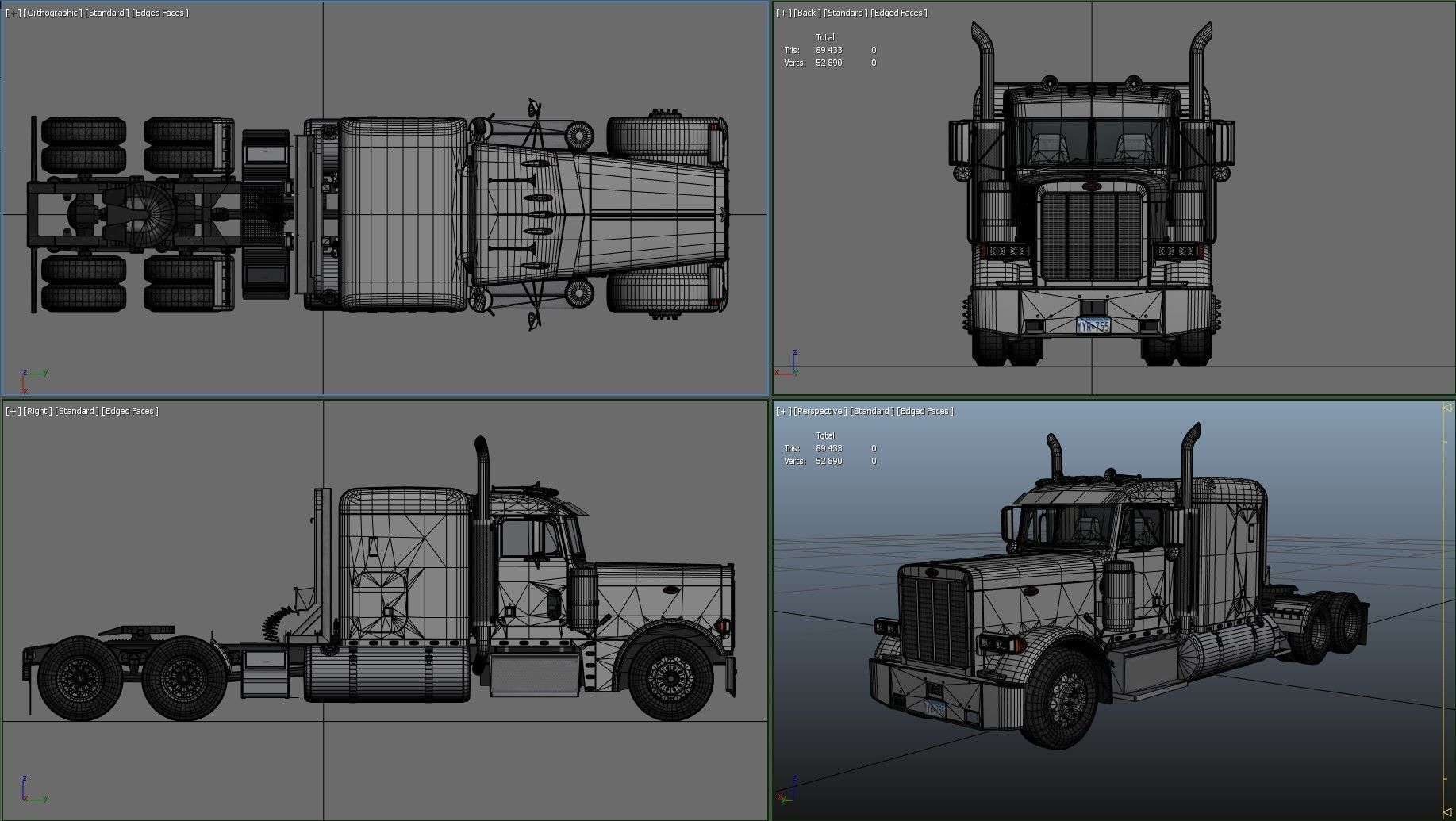 Peterbilt 379 custom cab truck Low-poly 3D model_40