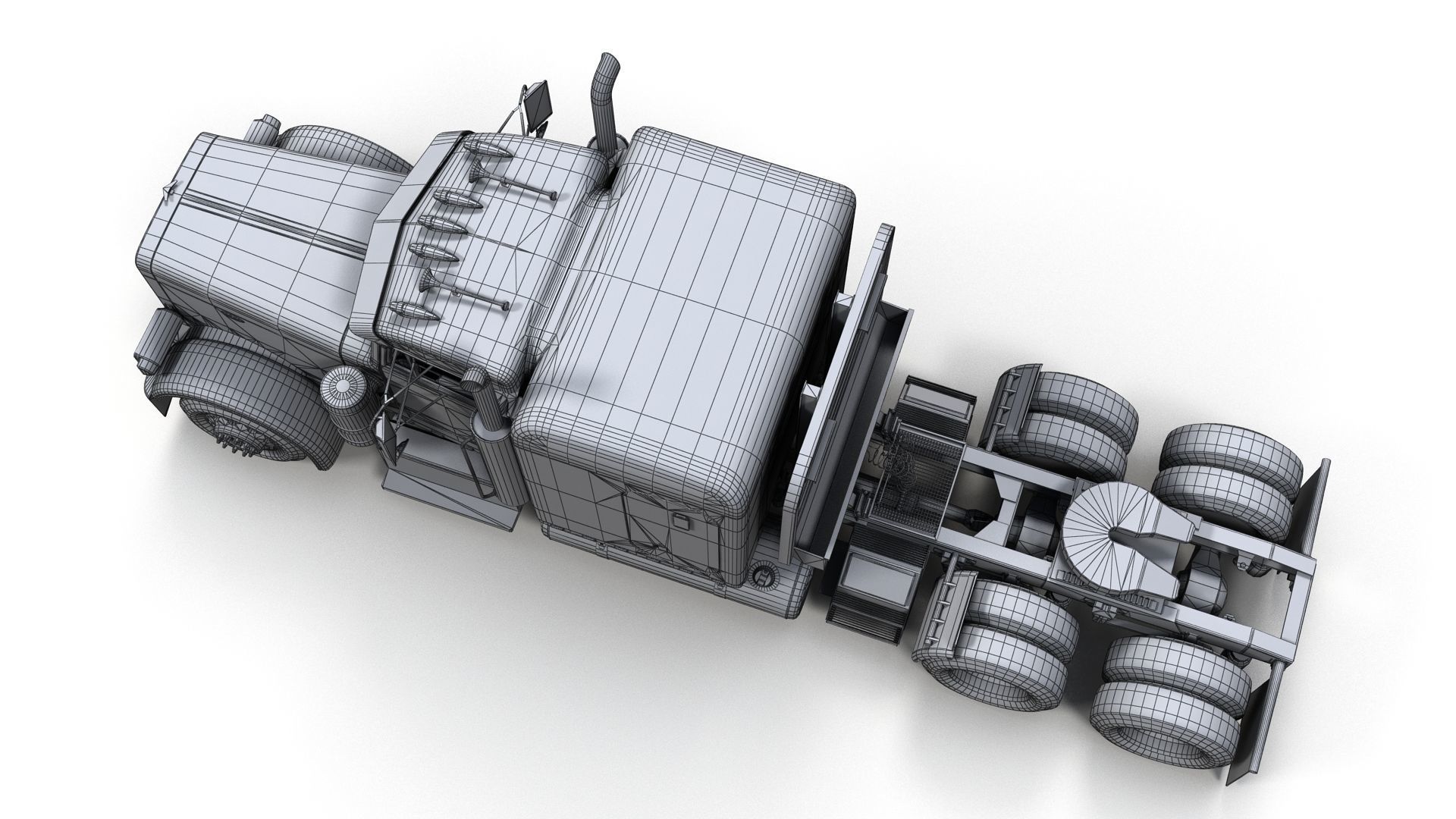 Peterbilt 379 custom cab truck Low-poly 3D model_15