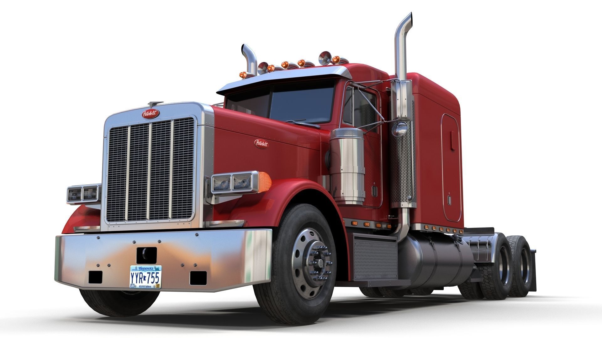 Peterbilt 379 custom cab truck Low-poly 3D model_8