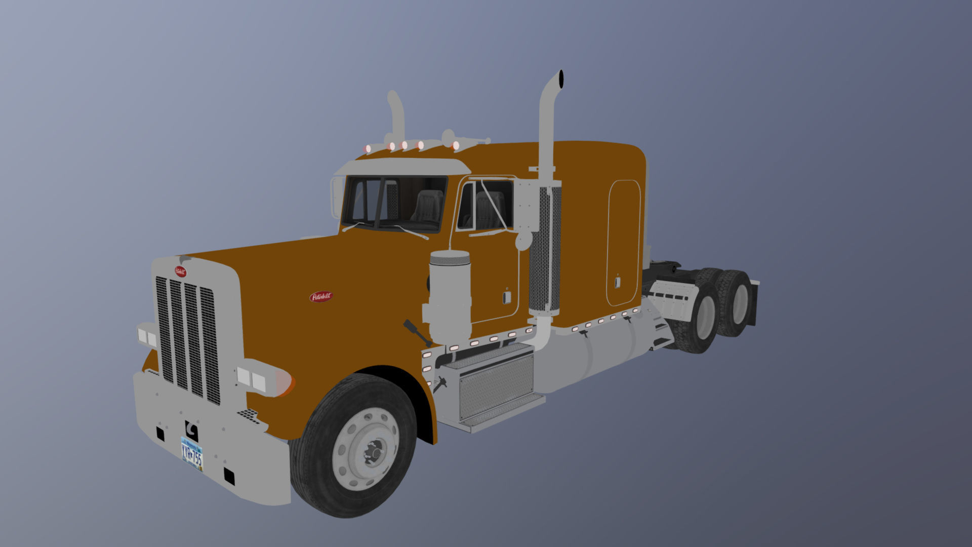Peterbilt 379 custom cab truck Low-poly 3D model_35