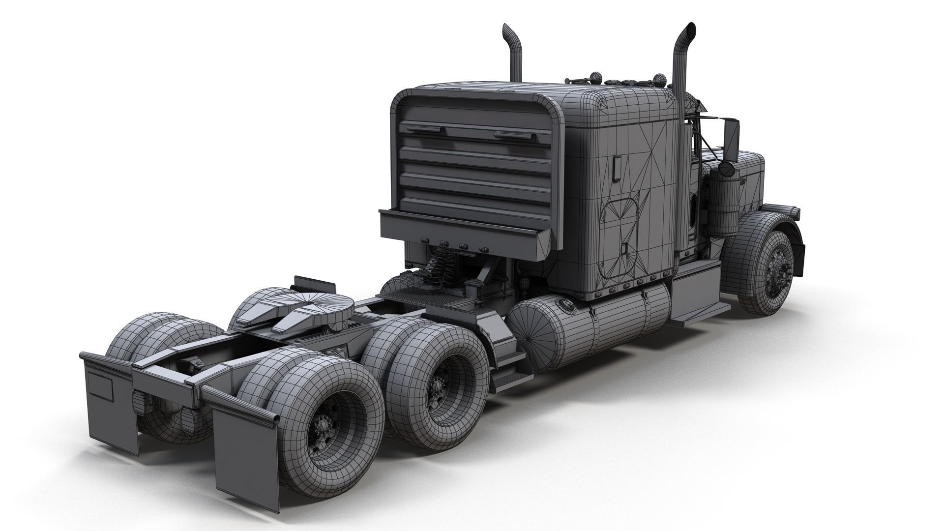 Peterbilt 379 custom cab truck Low-poly 3D model_10