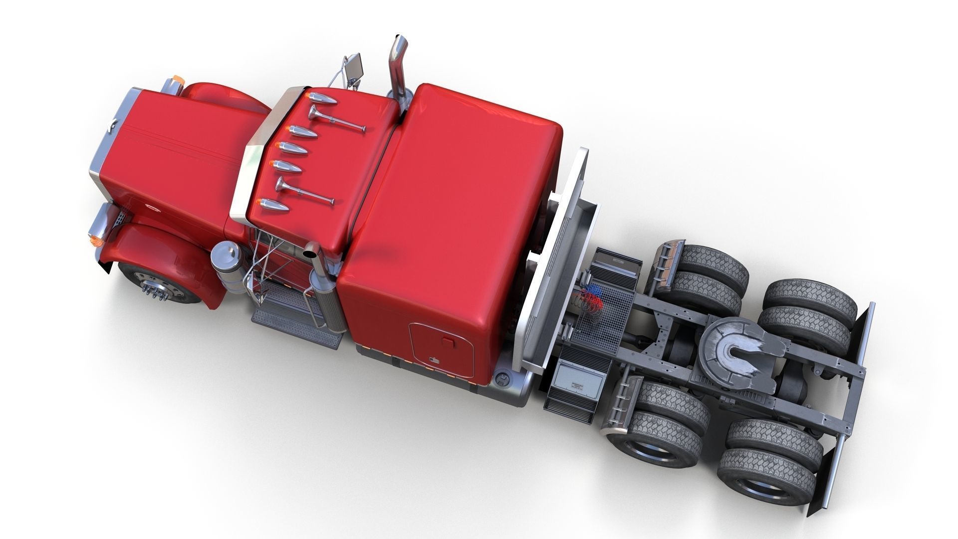 Peterbilt 379 custom cab truck Low-poly 3D model_7