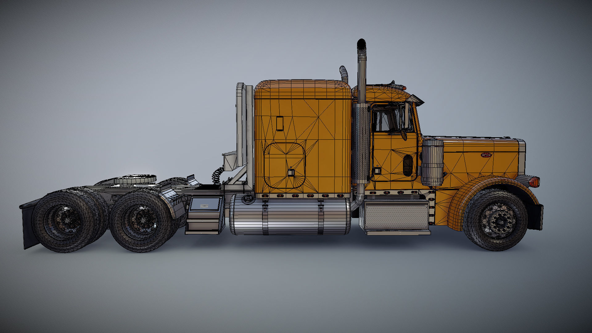 Peterbilt 379 custom cab truck Low-poly 3D model_28
