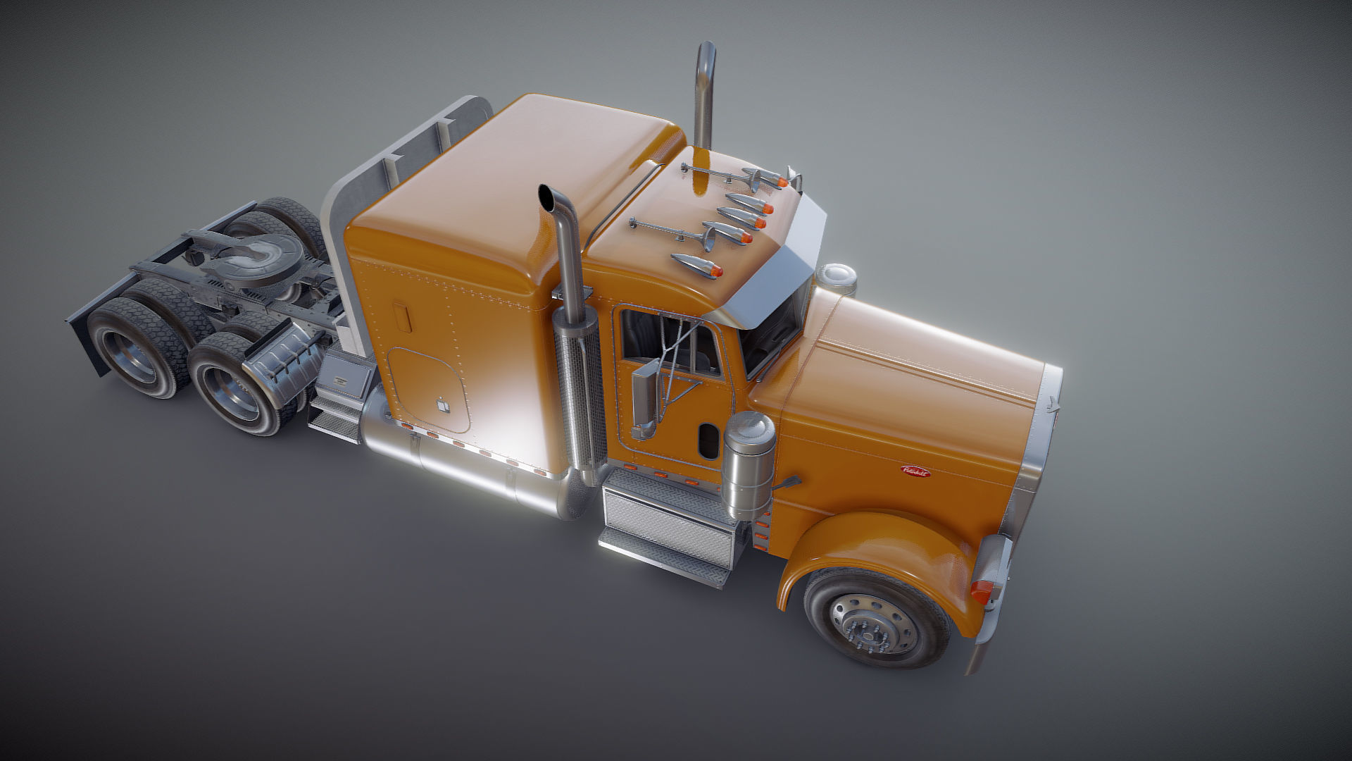 Peterbilt 379 custom cab truck Low-poly 3D model_22