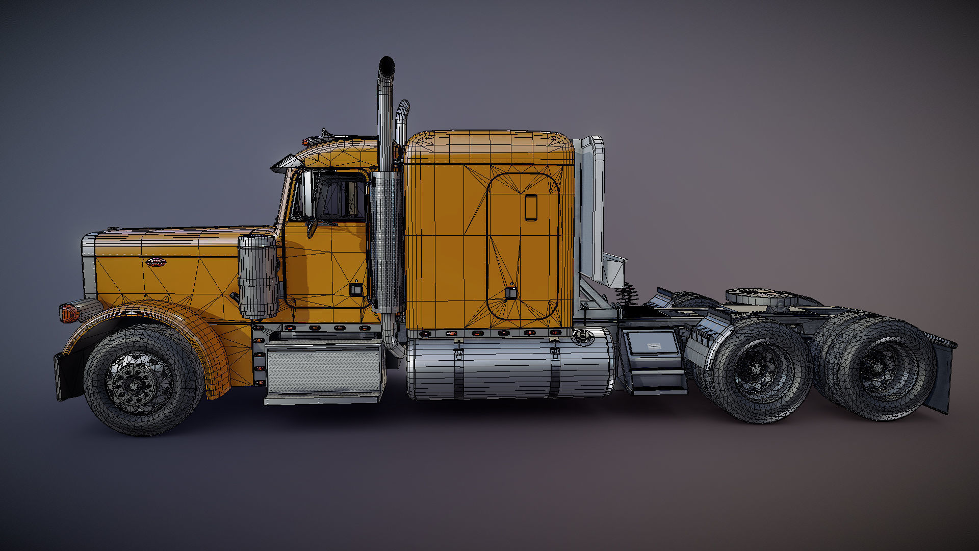 Peterbilt 379 custom cab truck Low-poly 3D model_27