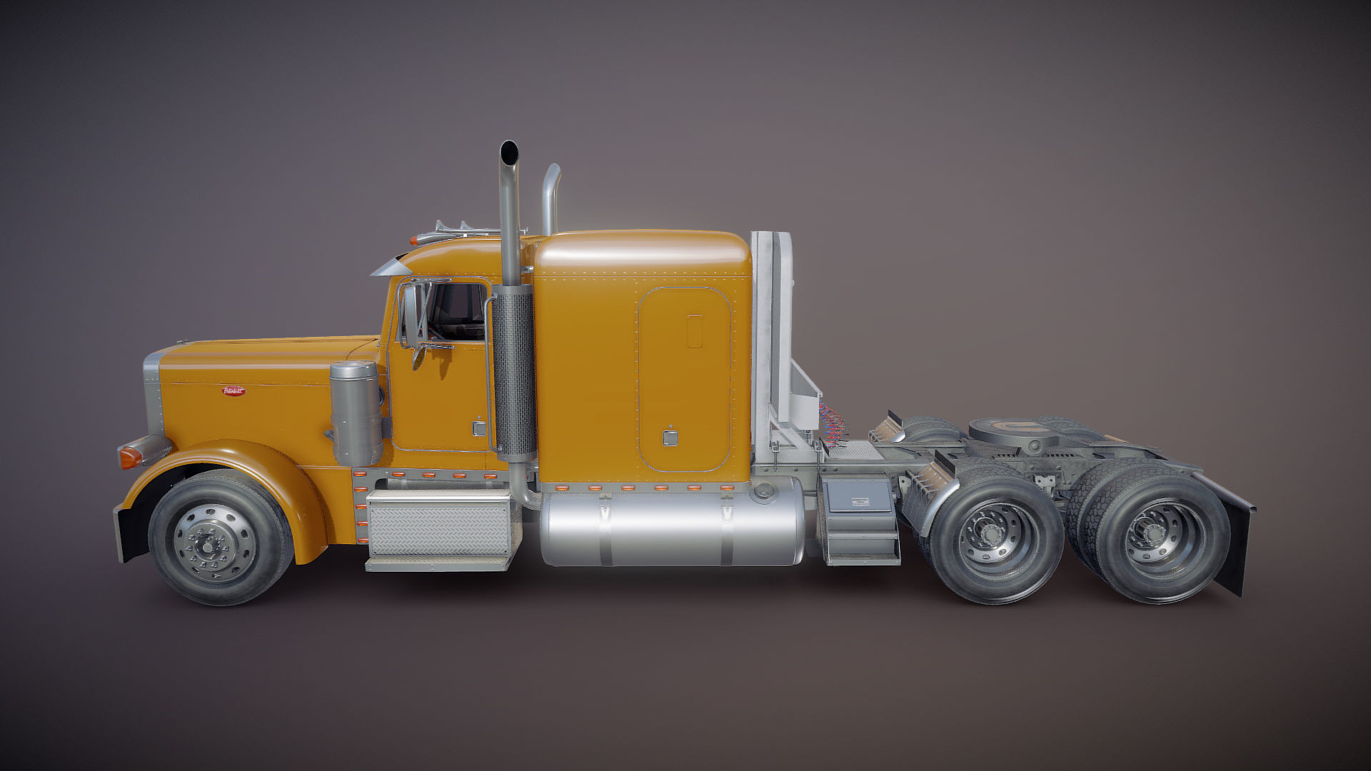 Peterbilt 379 custom cab truck Low-poly 3D model_19