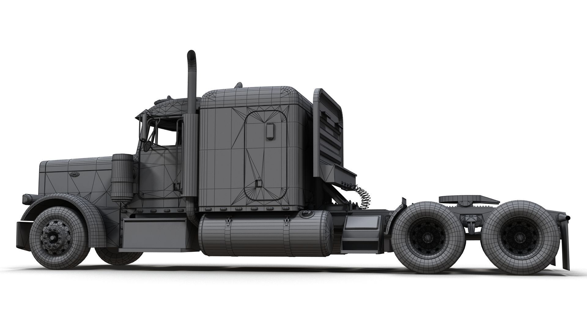 Peterbilt 379 custom cab truck Low-poly 3D model_14