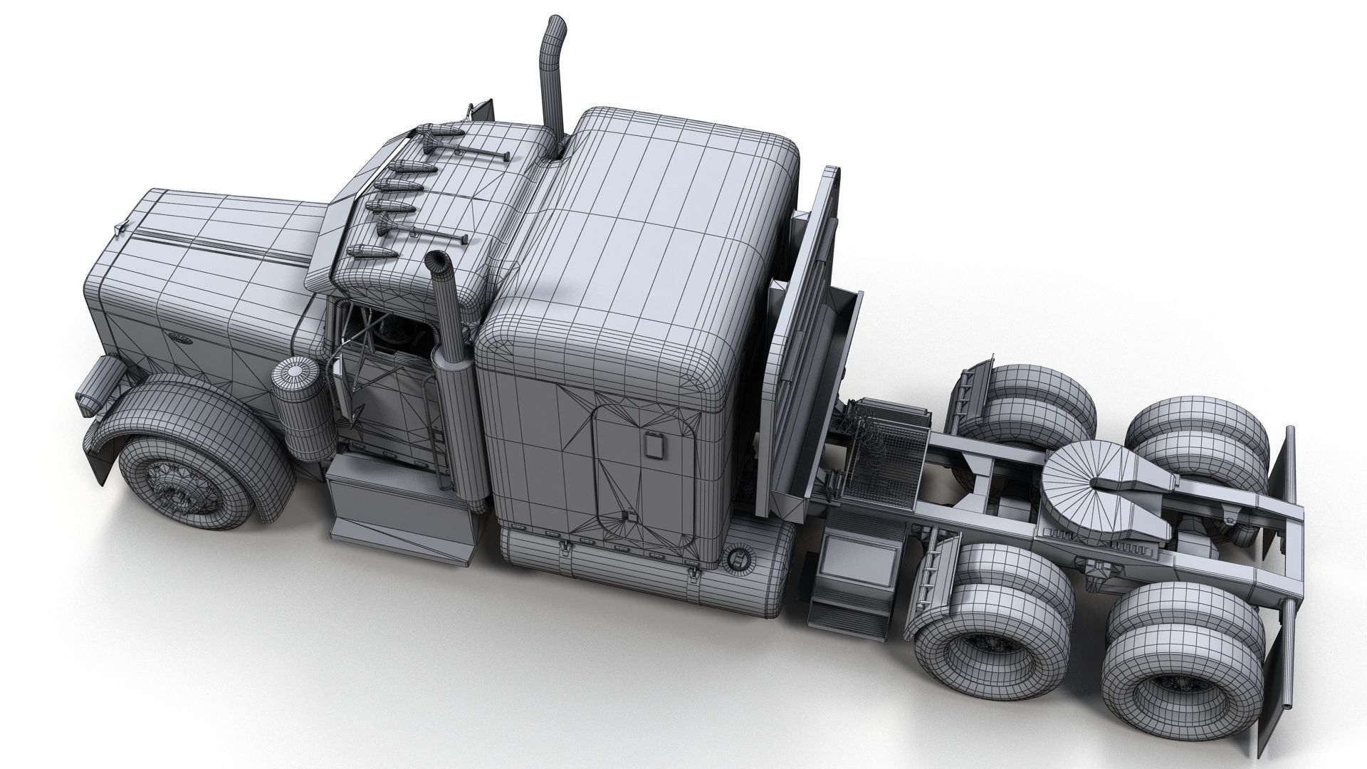 Peterbilt 379 custom cab truck Low-poly 3D model_13