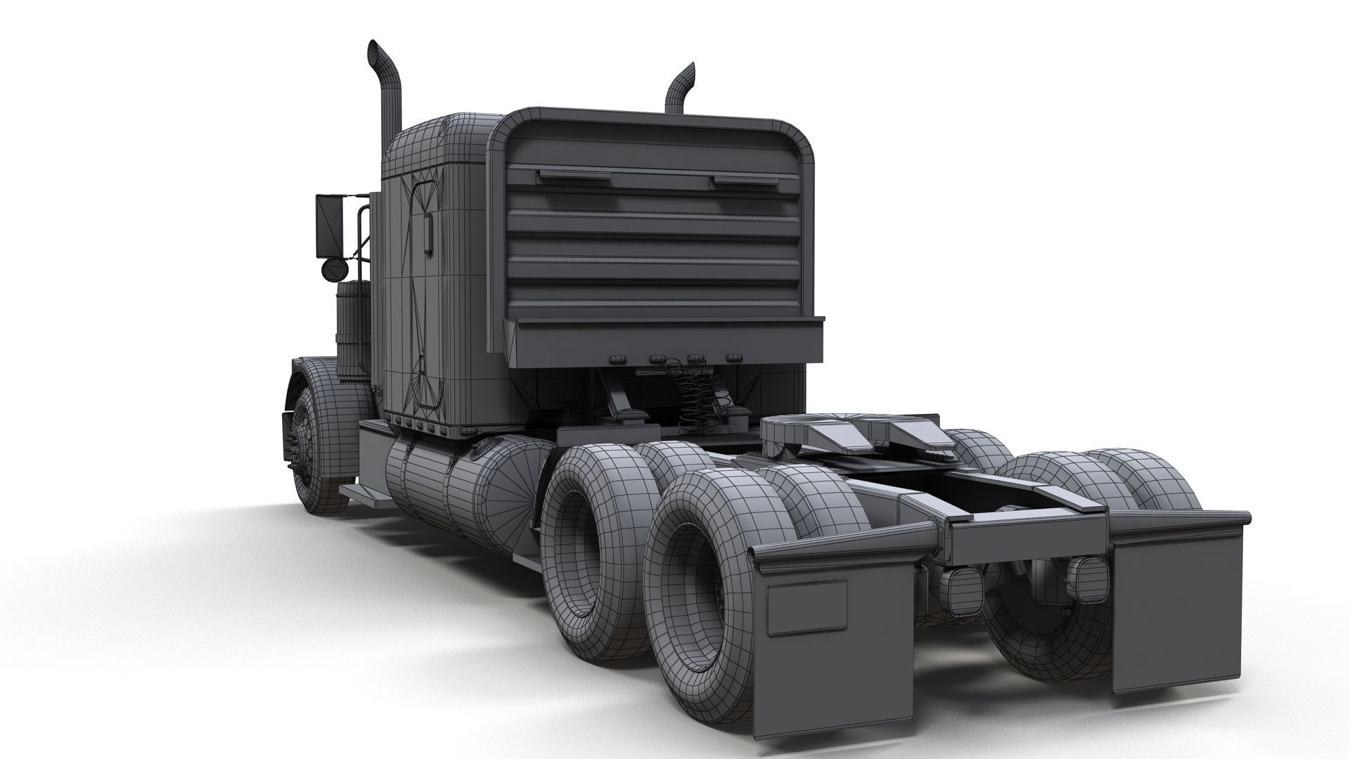 Peterbilt 379 custom cab truck Low-poly 3D model_12