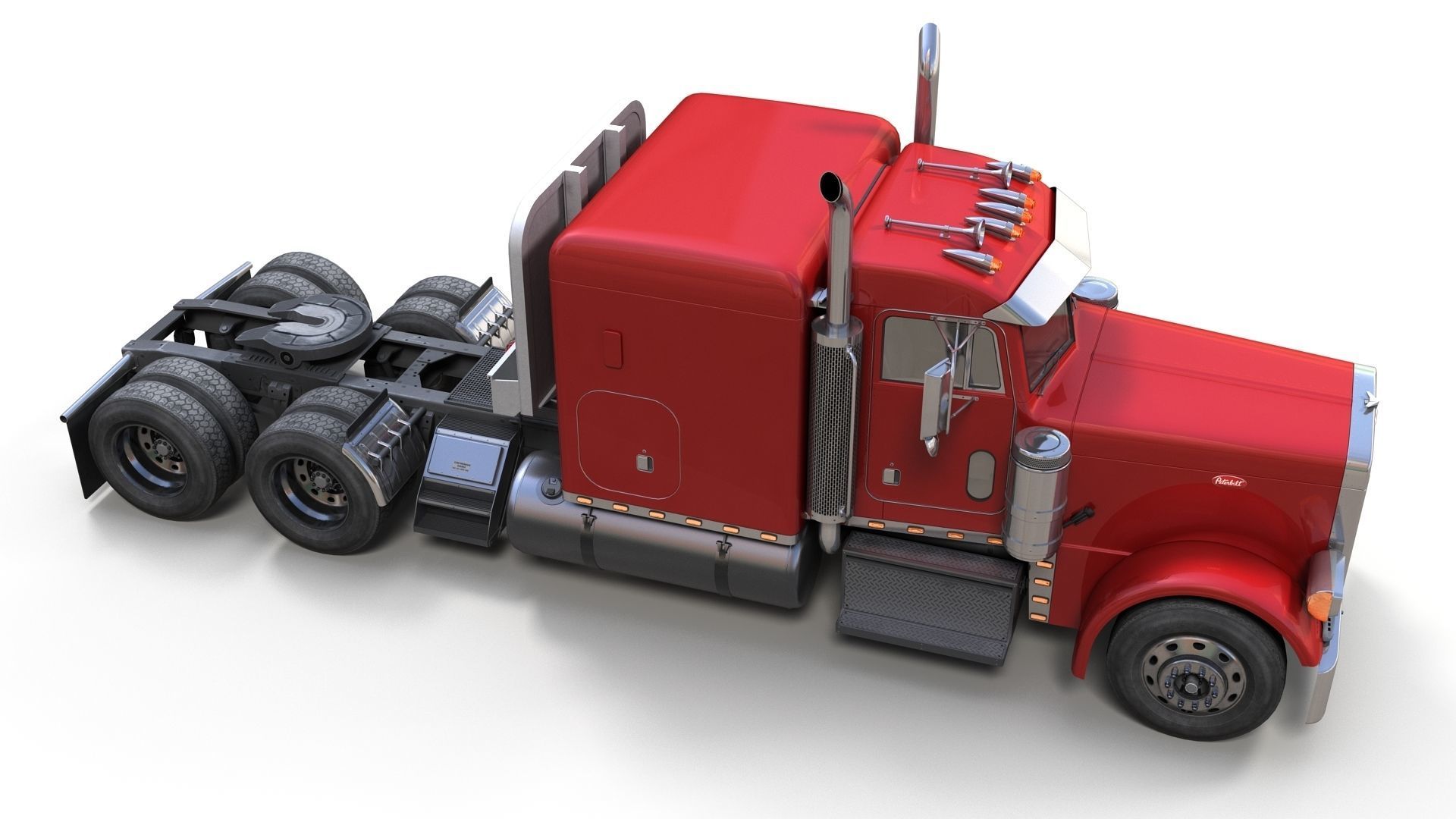 Peterbilt 379 custom cab truck Low-poly 3D model_3