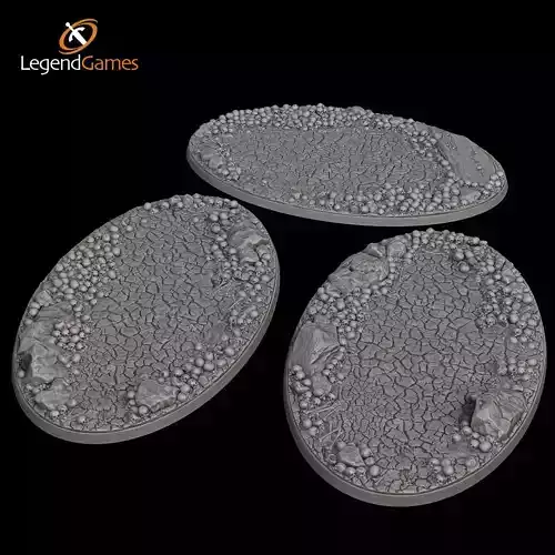 LegendGames 170x105mm Oval Base with Skulls and Cracked Earth x3 3D print model
