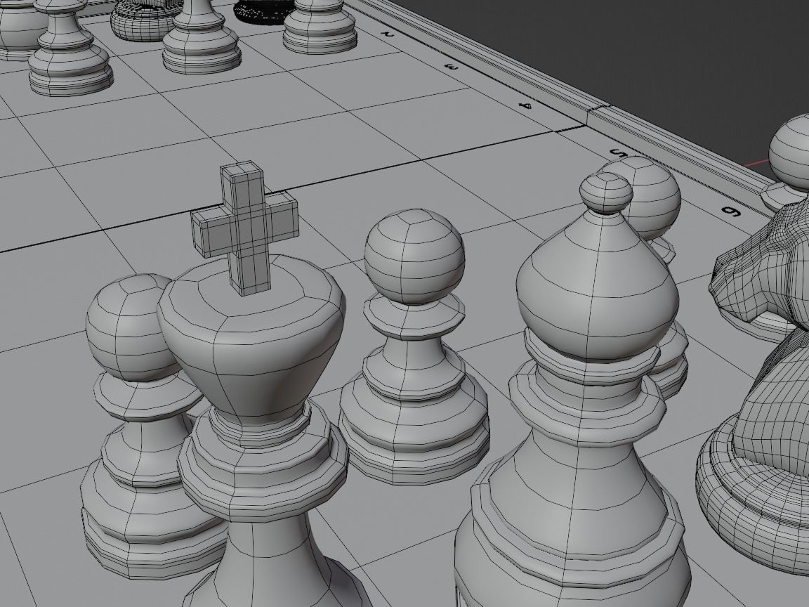 Rigged Chess Board with Complete Chess Pieces 3D model_22