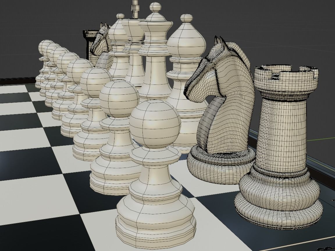 Rigged Chess Board with Complete Chess Pieces 3D model_10
