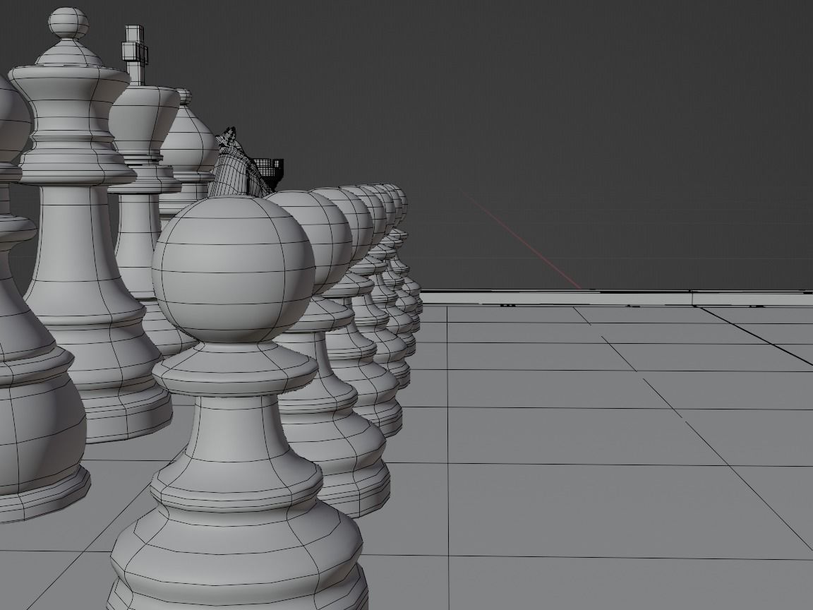 Rigged Chess Board with Complete Chess Pieces 3D model_8