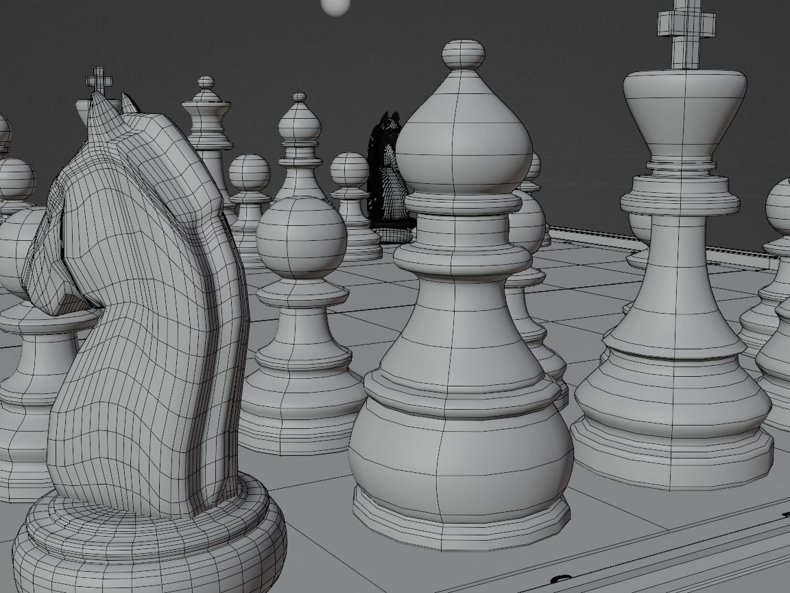 Rigged Chess Board with Complete Chess Pieces 3D model_13