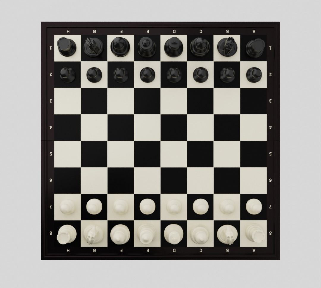 Rigged Chess Board with Complete Chess Pieces 3D model_23