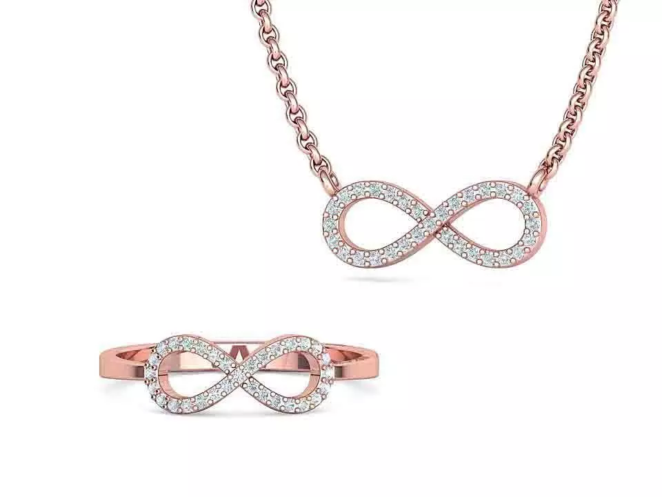 Infinity Jewelry Set Necklace and Ring 3dmodels 3D Model Collection_0
