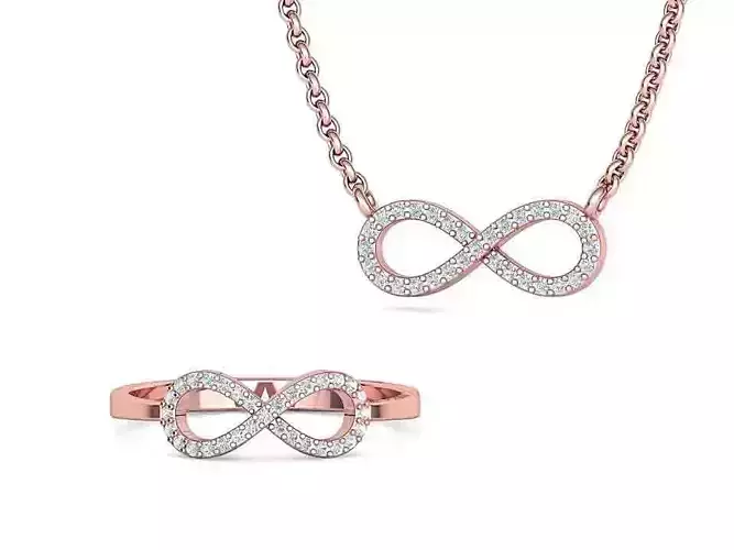 Infinity Jewelry Set Necklace and Ring 3dmodels 3D Model Collection
