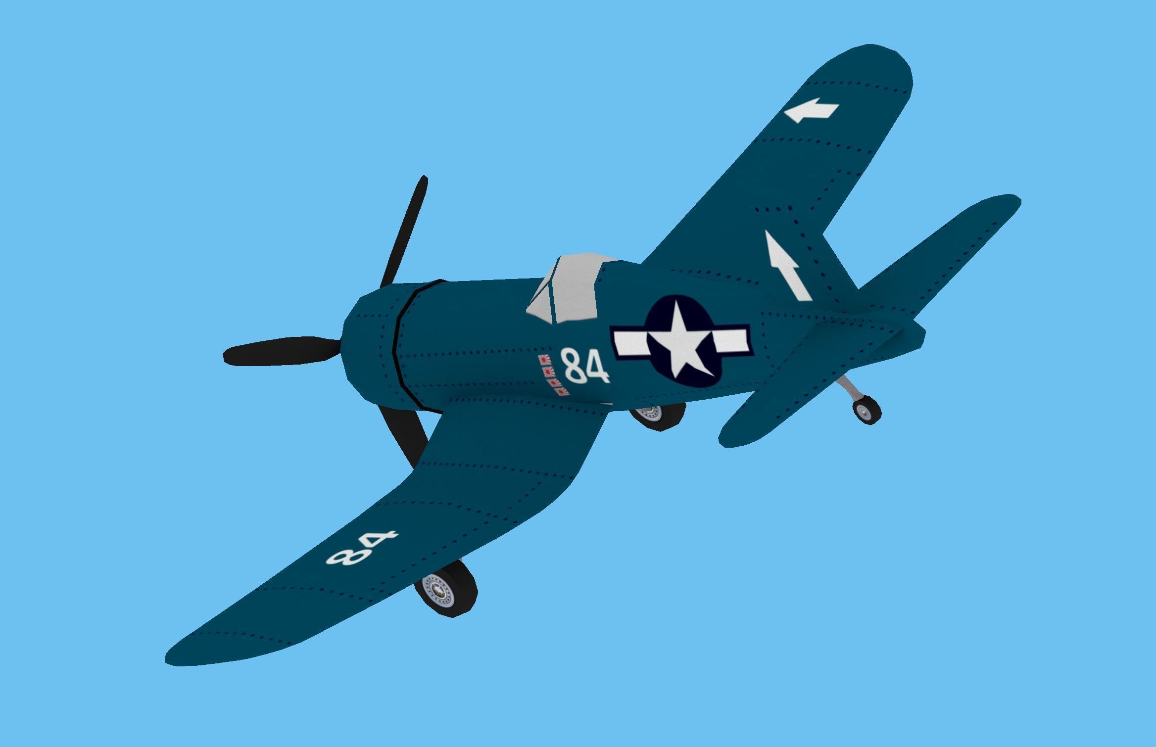 F4U CORSAIR Low Poly Low-poly 3D model_1