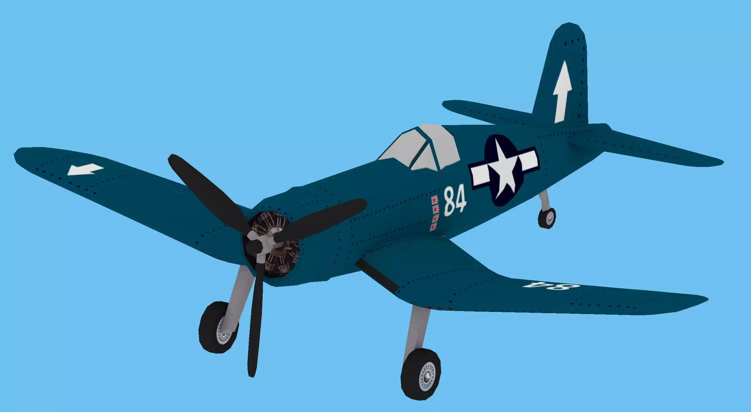 F4U CORSAIR Low Poly Low-poly 3D model_0