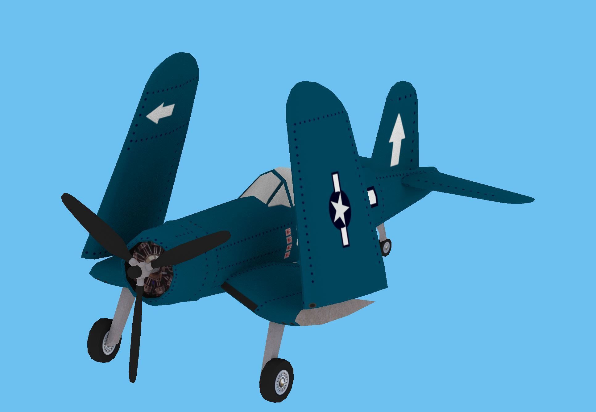 F4U CORSAIR Low Poly Low-poly 3D model_2