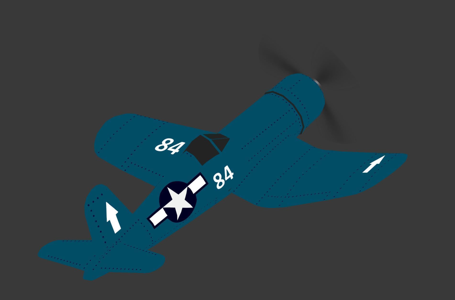 F4U CORSAIR Low Poly Low-poly 3D model_3