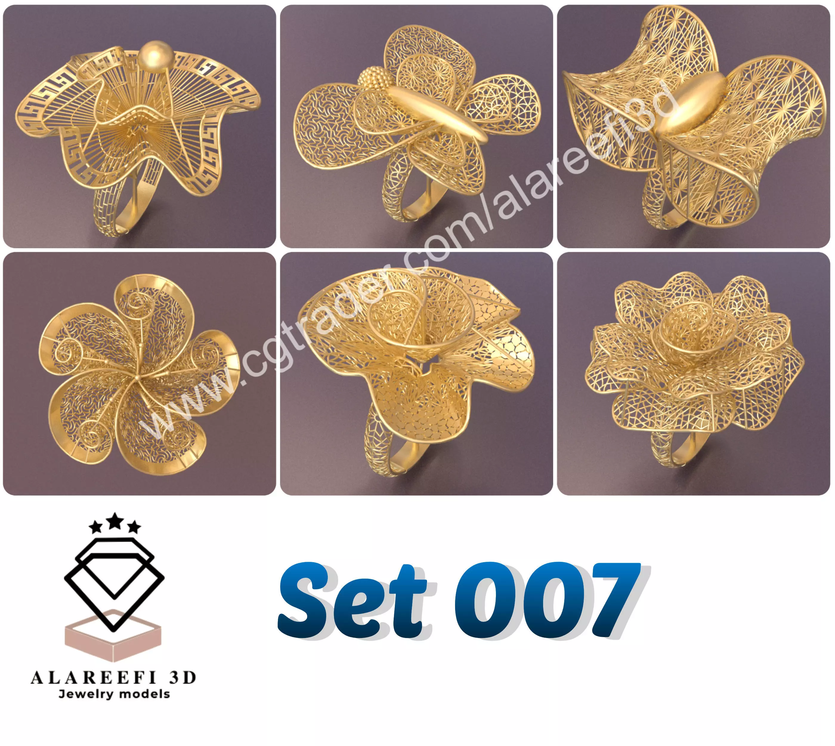 Set of 6 Ultra Vision Rings- set 007 3D print model_0