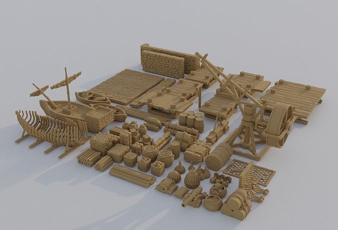 Dockyard Pack  60 scatter model Tabletop Terrain 28 mm 3D print model