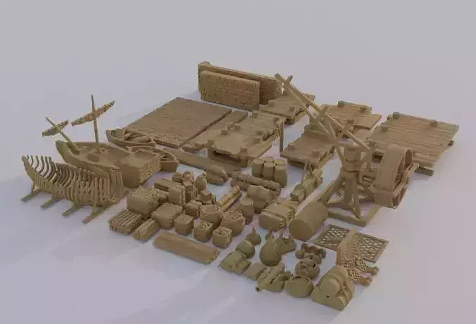Dockyard Pack  60 scatter model Tabletop Terrain 28 mm 3D print model