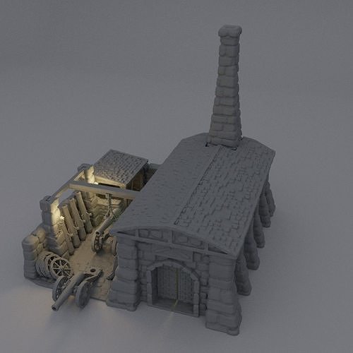 Medieval Cannon Forge Tabletop Terrain 28 mm 3D print model