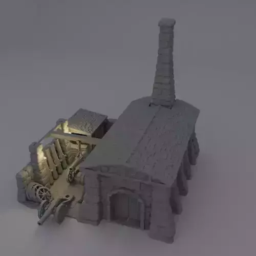 Medieval Cannon Forge Tabletop Terrain 28 mm 3D print model