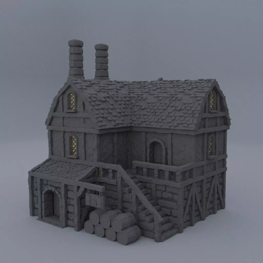 Medieval Distillery Tabletop Terrain 28 mm 3D print model_0