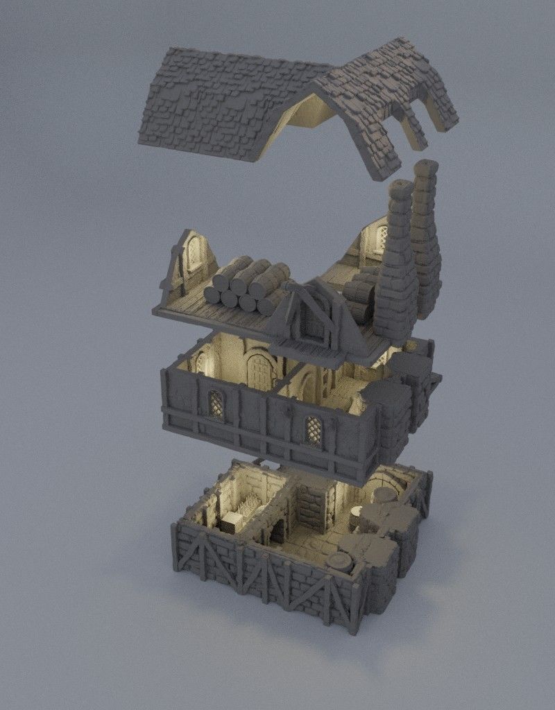 Medieval Distillery Tabletop Terrain 28 mm 3D print model_5