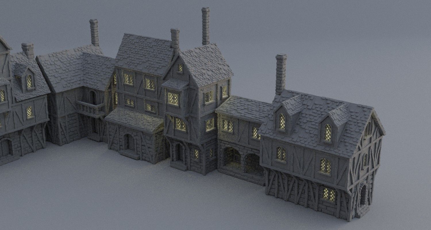 Modular Town District Tabletop Terrain 28 mm  3D print model_2