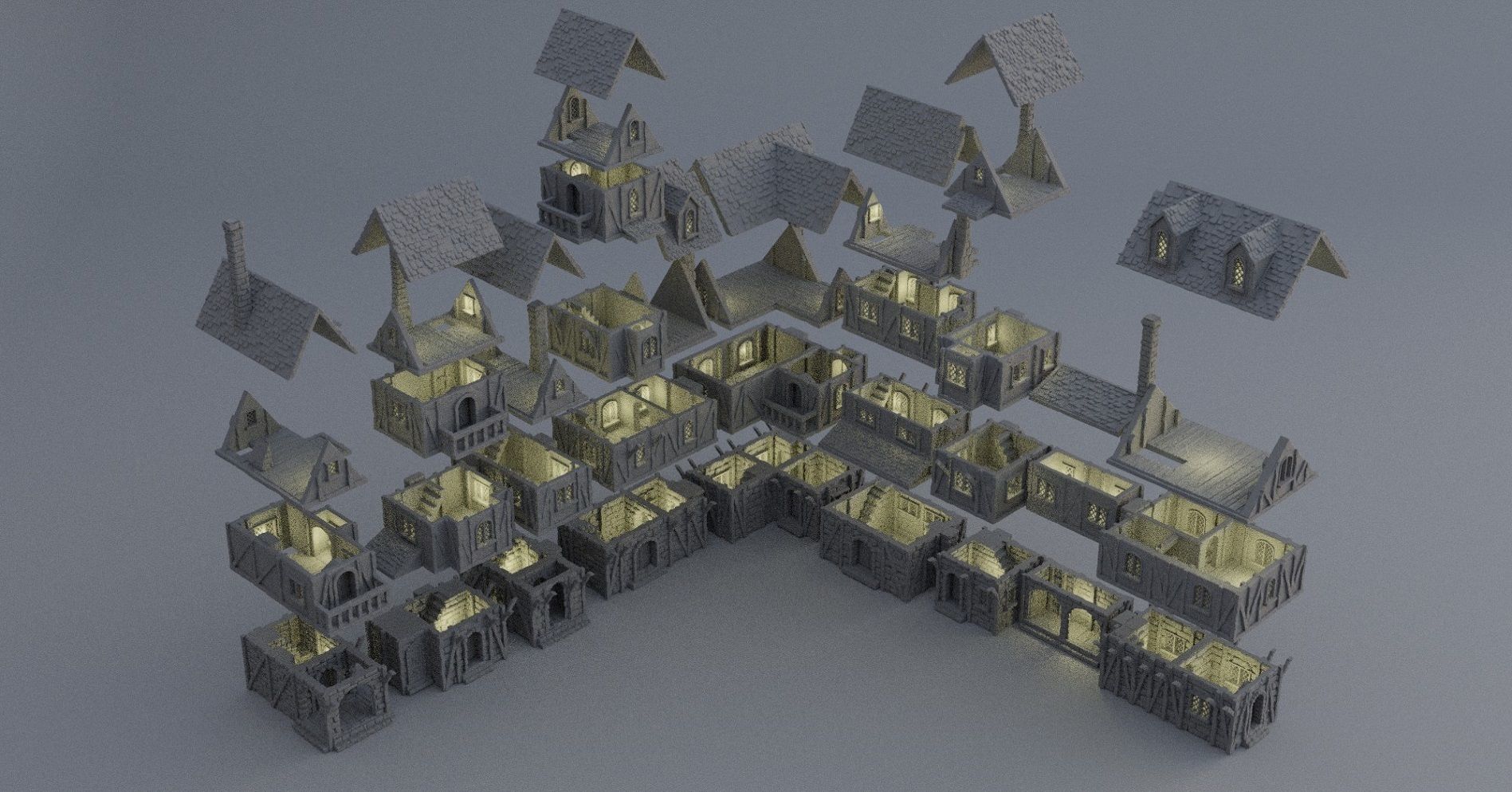 Modular Town District Tabletop Terrain 28 mm  3D print model_5