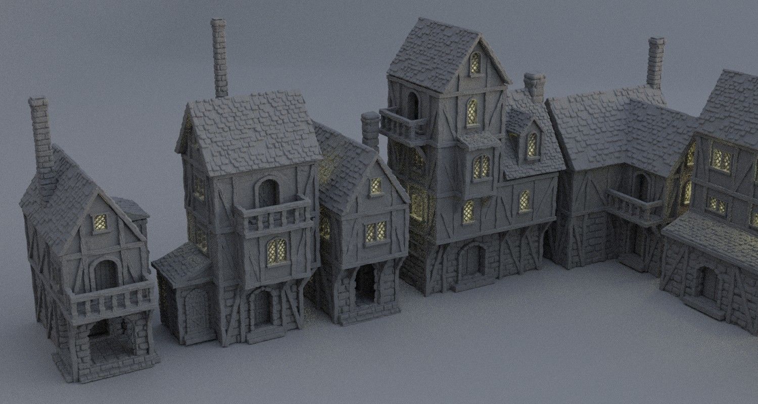 Modular Town District Tabletop Terrain 28 mm  3D print model_1