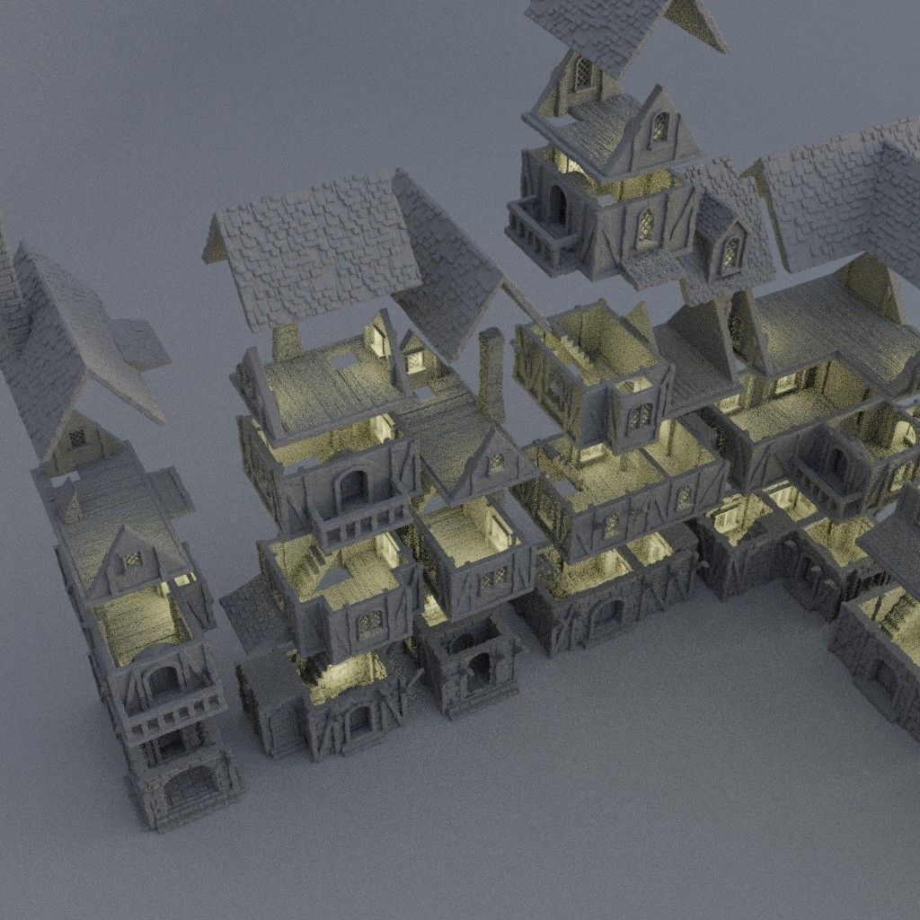 Modular Town District Tabletop Terrain 28 mm  3D print model_6