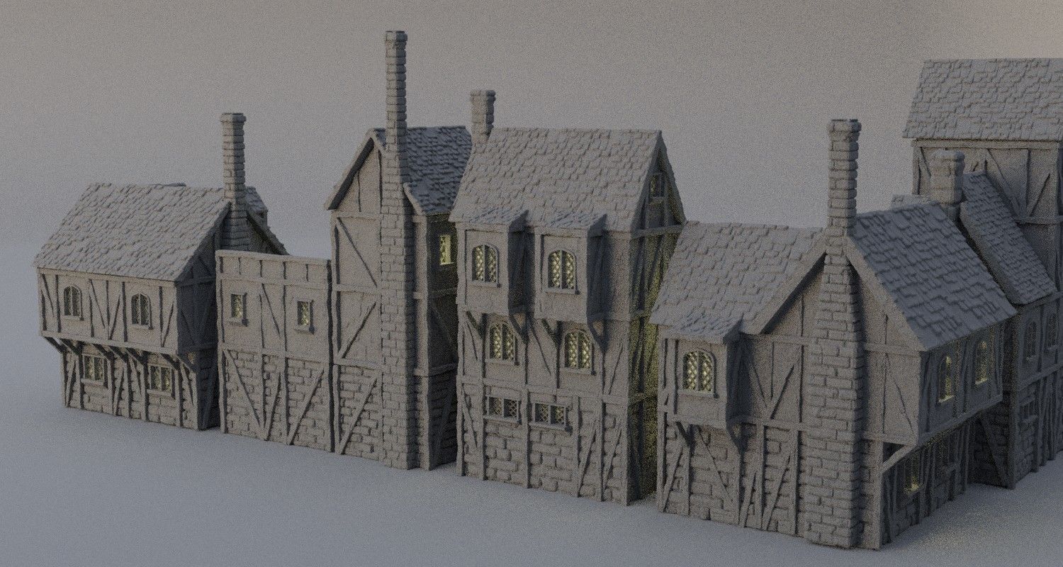 Modular Town District Tabletop Terrain 28 mm  3D print model_3
