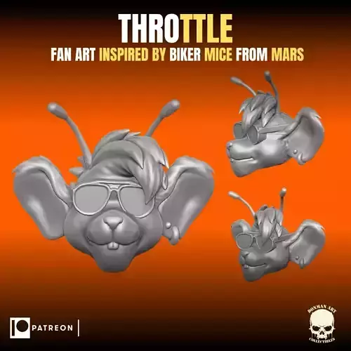 Throttle fan art head for action figures 3D print model