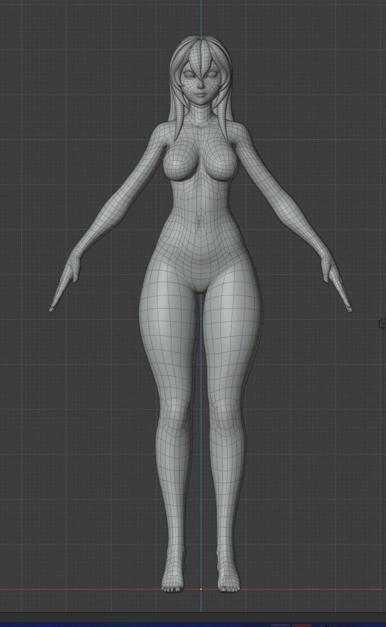 Female base mesh Low-poly 3D model_1