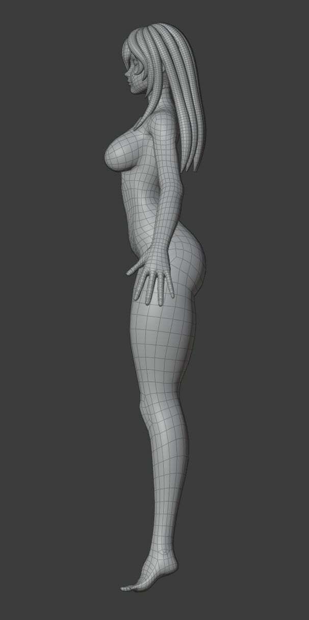 Female base mesh Low-poly 3D model_6