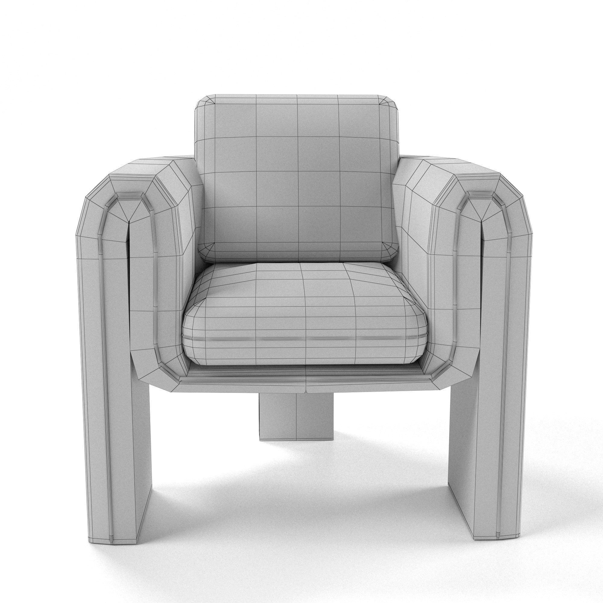 Floria velvet chair Low-poly 3D model_2