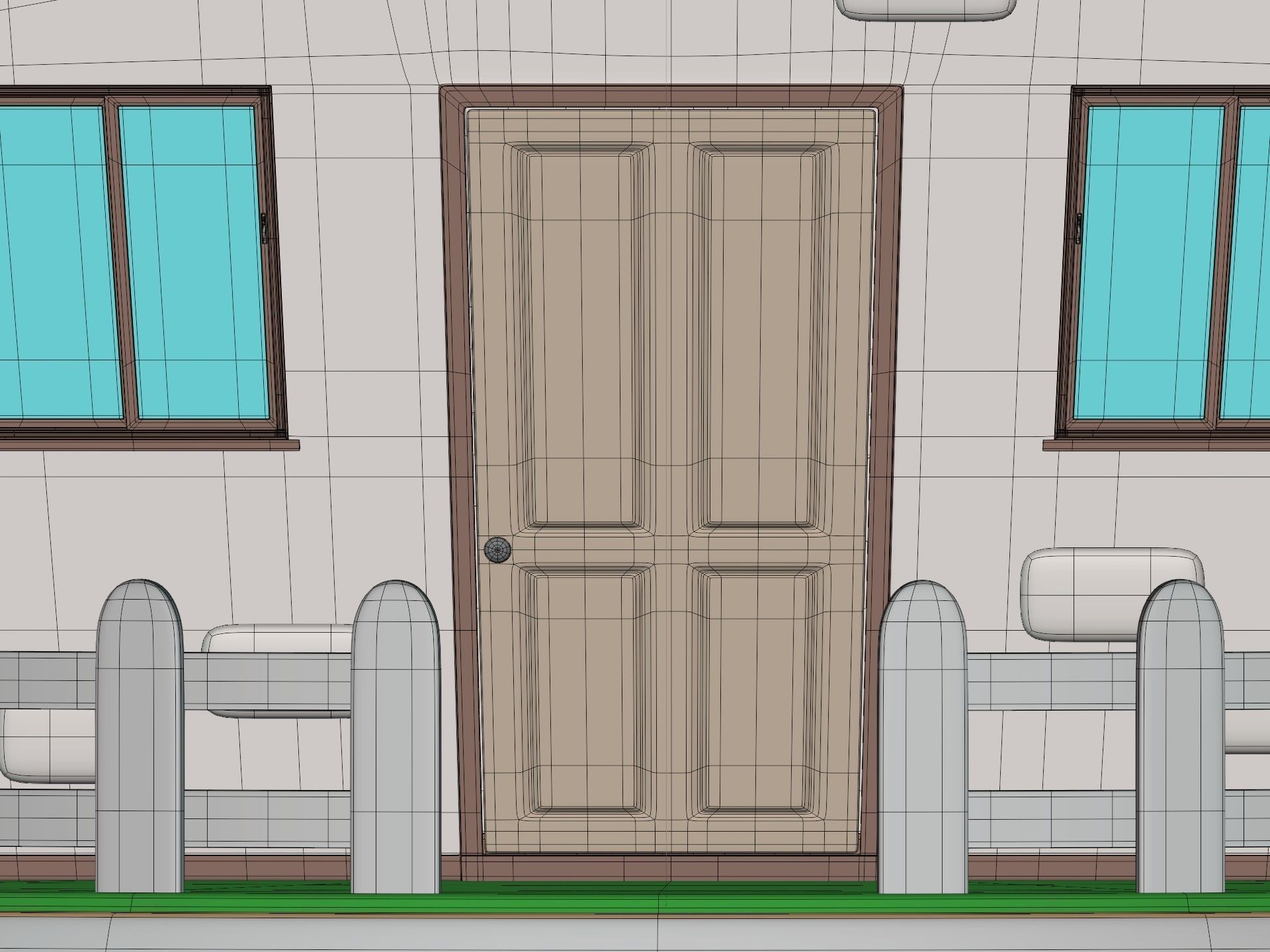 Cartoon House - Sun - Clouds - Tree - Garden Low-poly 3D model_19