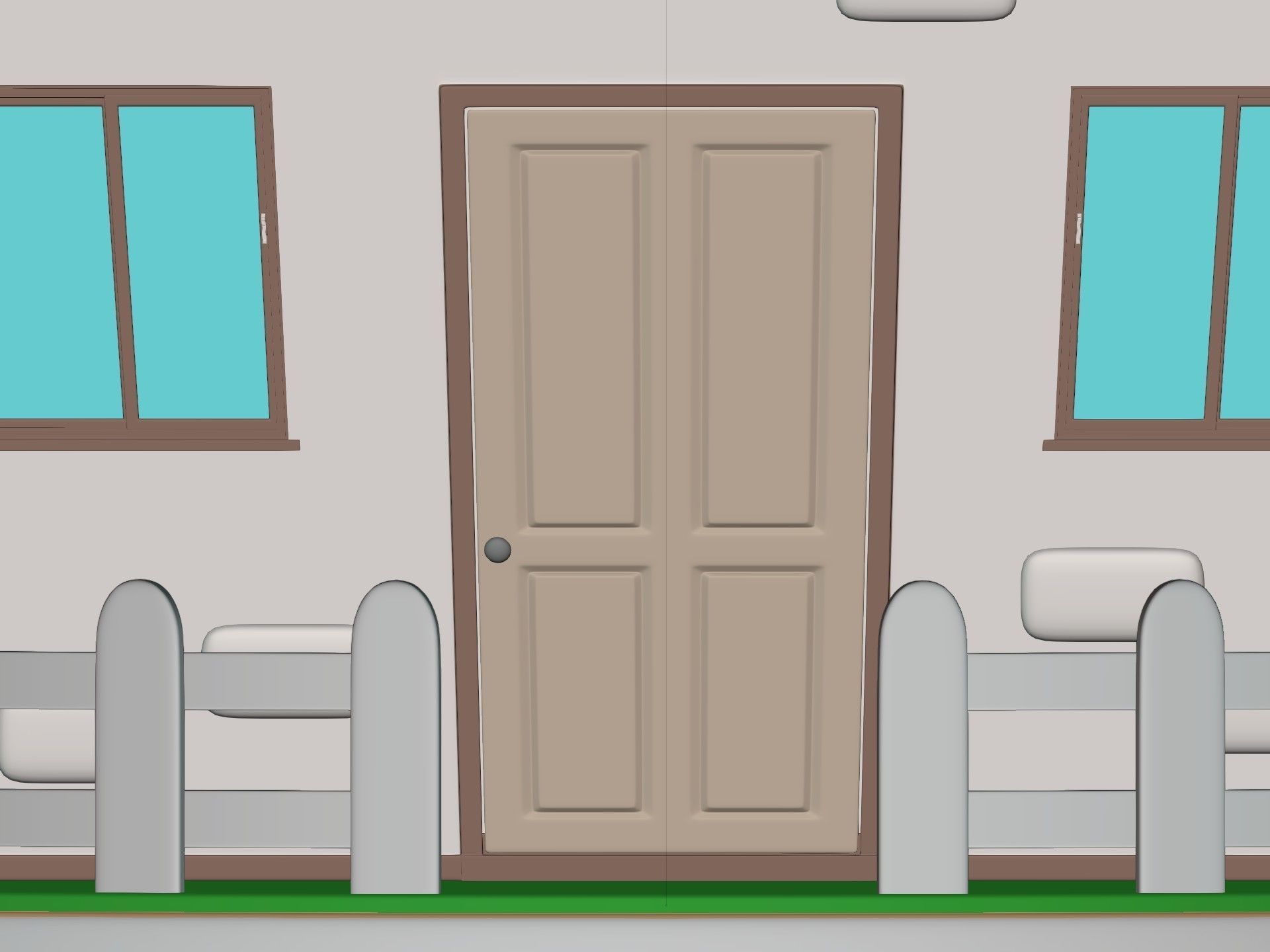 Cartoon House - Sun - Clouds - Tree - Garden Low-poly 3D model_18